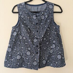 Handmade Geometric Velvet Swing Vest Sleeveless Top sz S